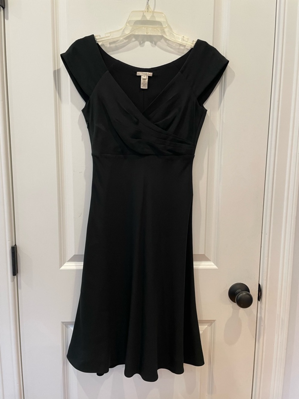 J. Crew Black Cap-Sleeve Midi Dress
